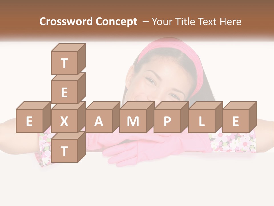 A Woman With Pink Gloves Is Smiling For The Camera PowerPoint Template