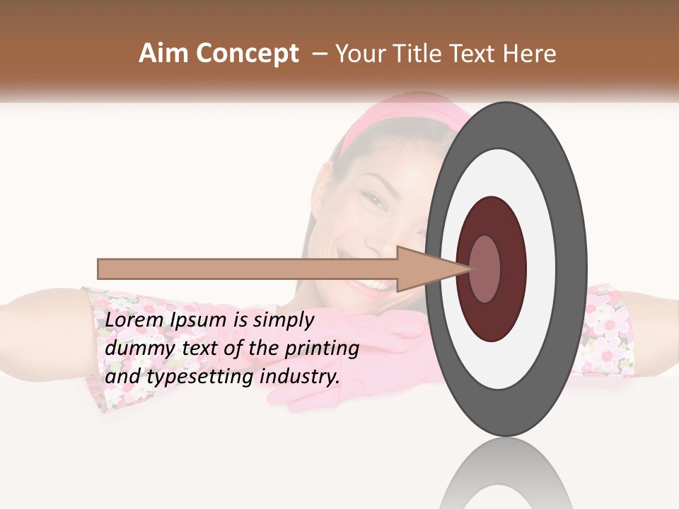 A Woman With Pink Gloves Is Smiling For The Camera PowerPoint Template