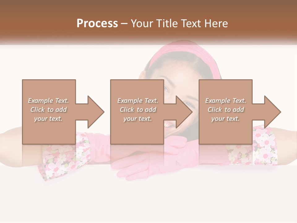A Woman With Pink Gloves Is Smiling For The Camera PowerPoint Template