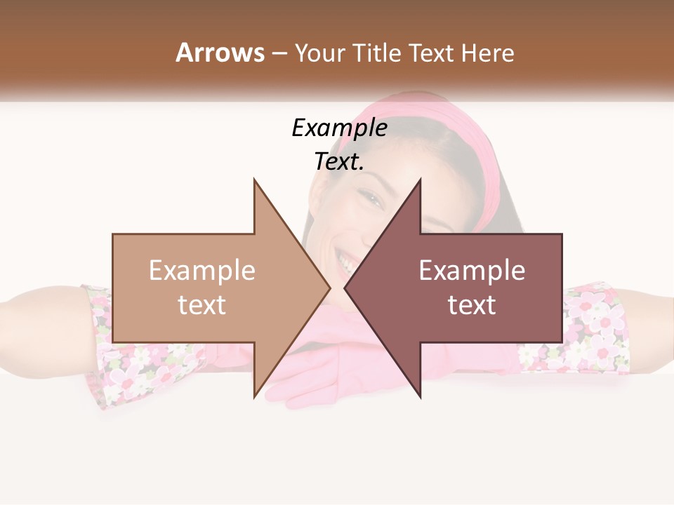 A Woman With Pink Gloves Is Smiling For The Camera PowerPoint Template