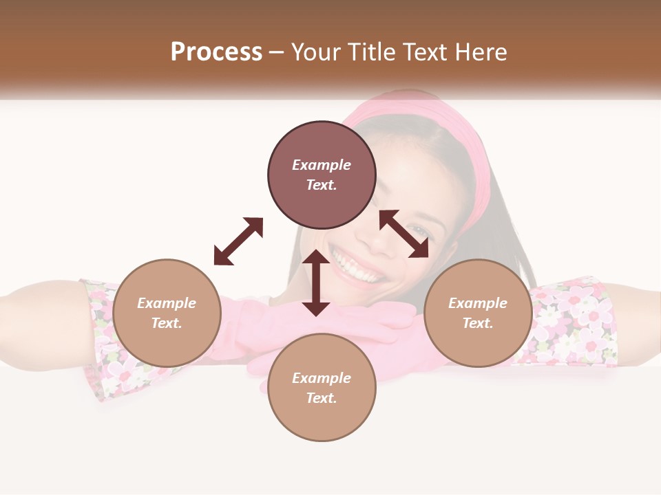 A Woman With Pink Gloves Is Smiling For The Camera PowerPoint Template