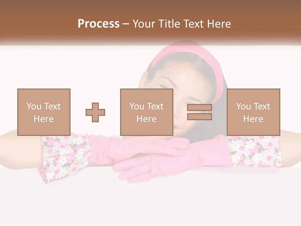 A Woman With Pink Gloves Is Smiling For The Camera PowerPoint Template