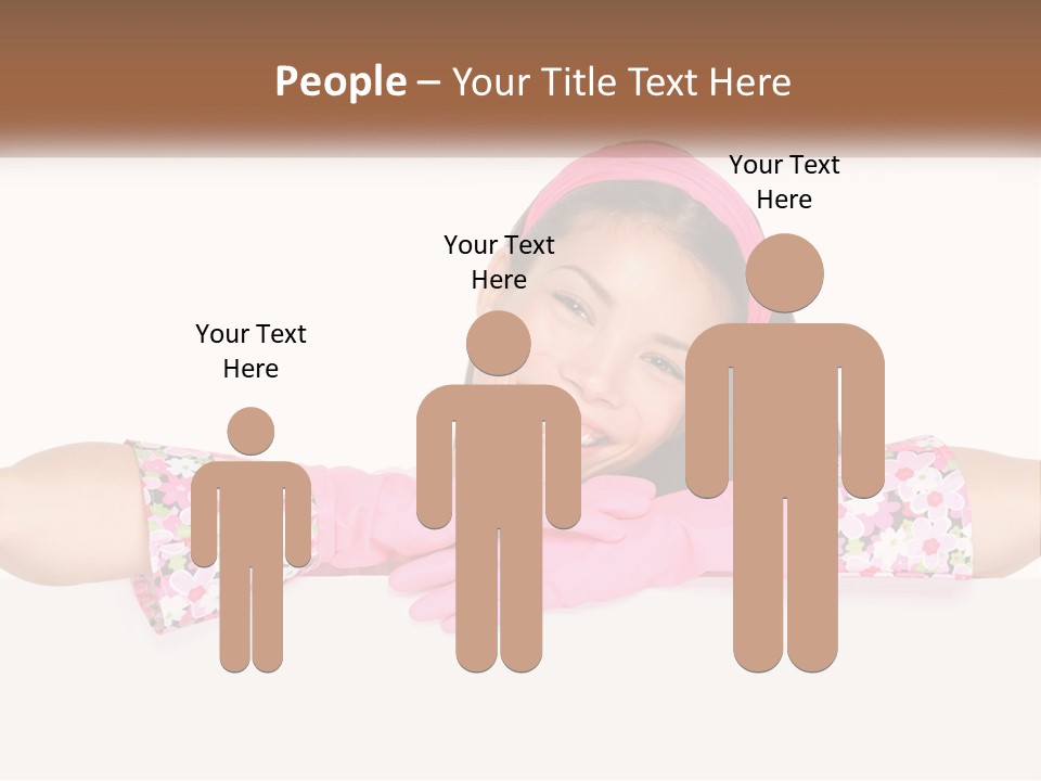 A Woman With Pink Gloves Is Smiling For The Camera PowerPoint Template