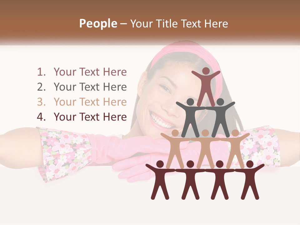 A Woman With Pink Gloves Is Smiling For The Camera PowerPoint Template