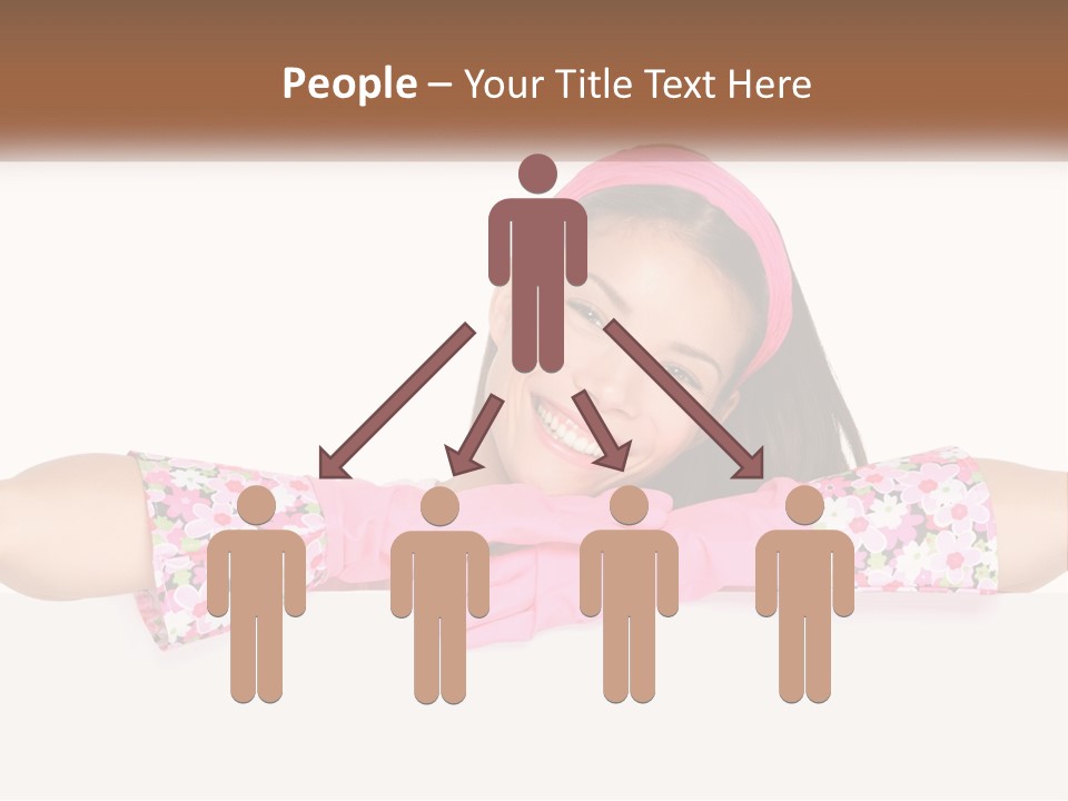 A Woman With Pink Gloves Is Smiling For The Camera PowerPoint Template