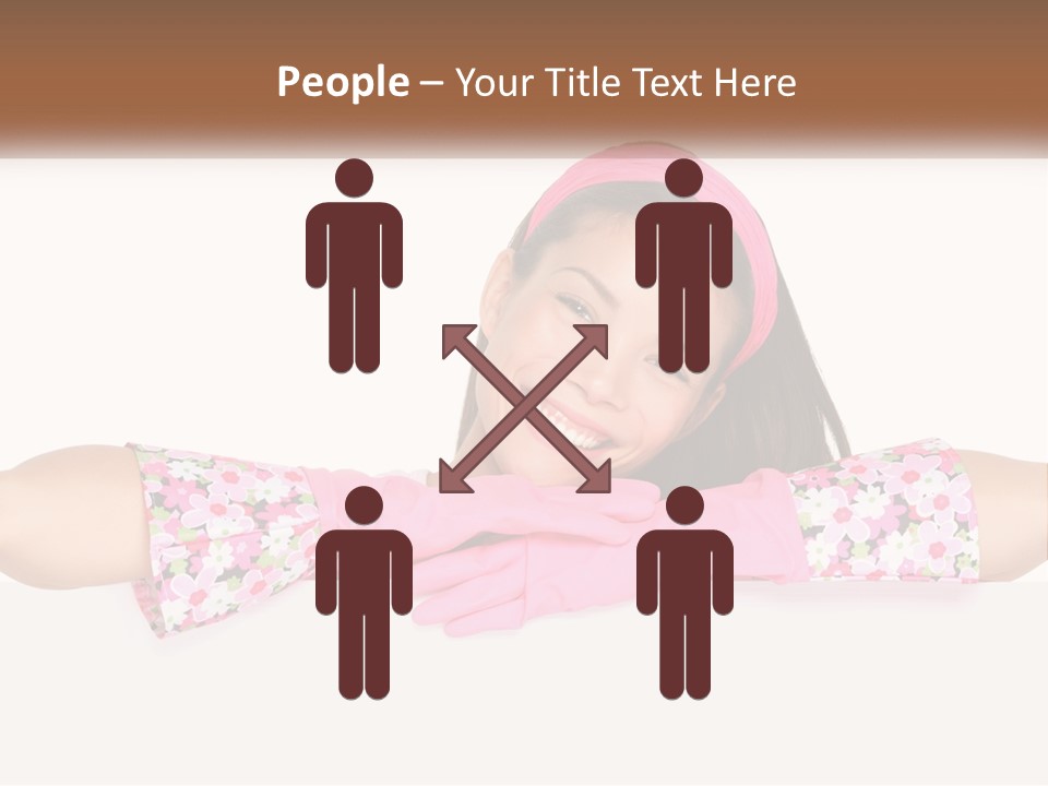 A Woman With Pink Gloves Is Smiling For The Camera PowerPoint Template