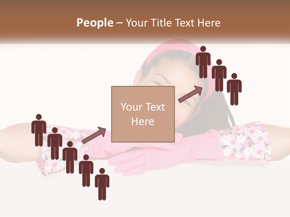 A Woman With Pink Gloves Is Smiling For The Camera PowerPoint Template