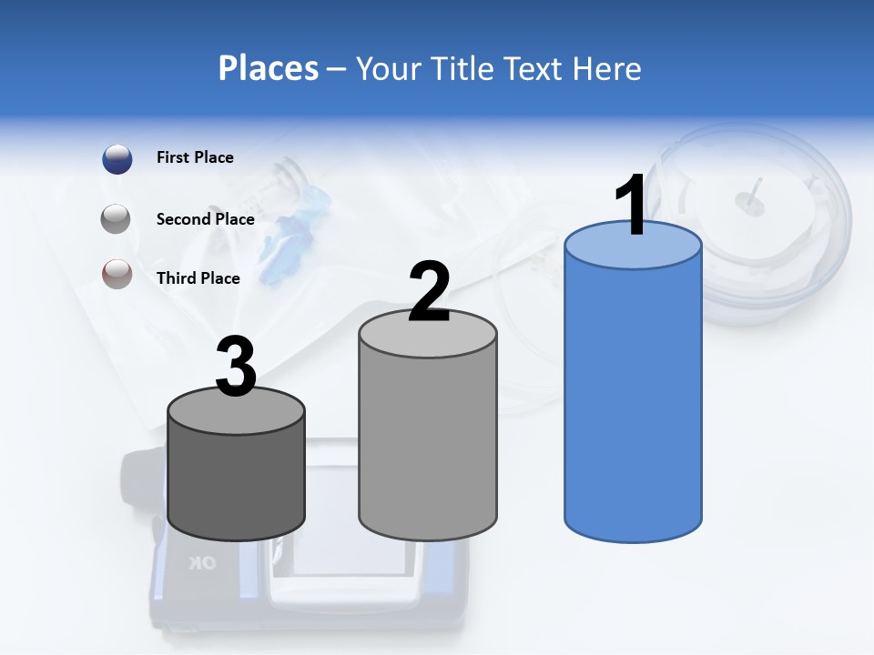 A Blue Camera Sitting On Top Of A White Table PowerPoint Template