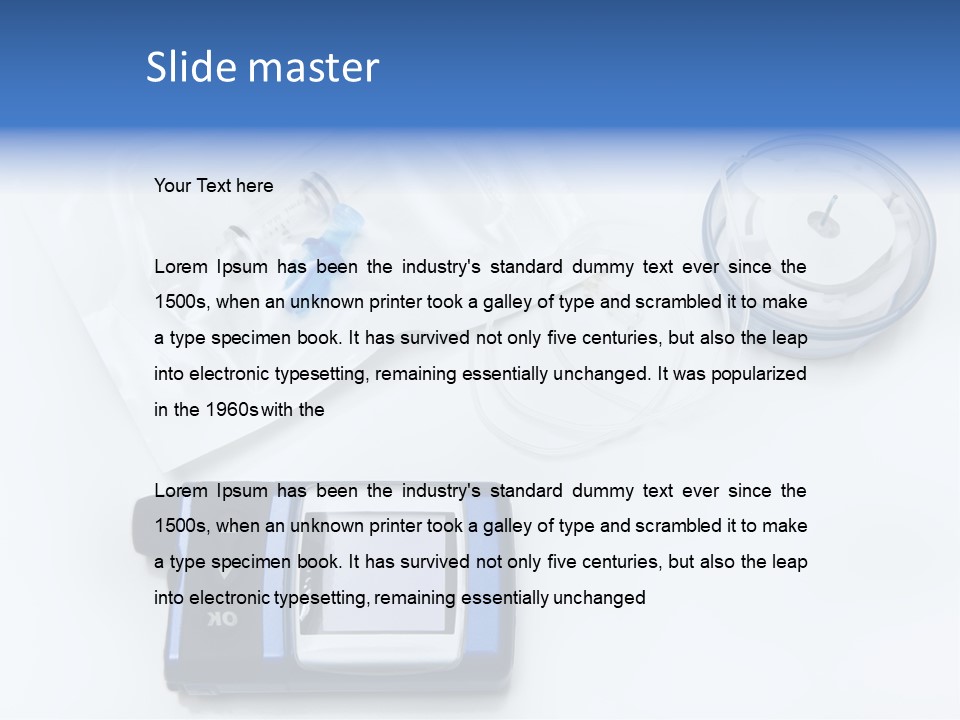 A Blue Camera Sitting On Top Of A White Table PowerPoint Template