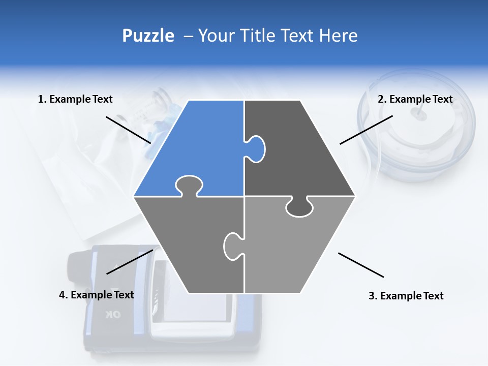 A Blue Camera Sitting On Top Of A White Table PowerPoint Template