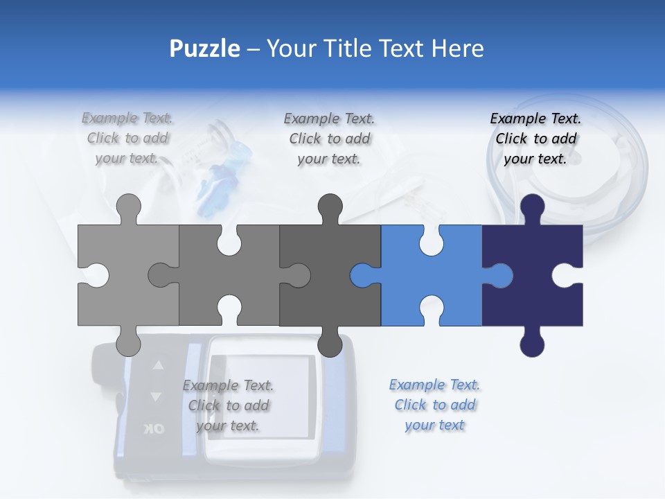 A Blue Camera Sitting On Top Of A White Table PowerPoint Template