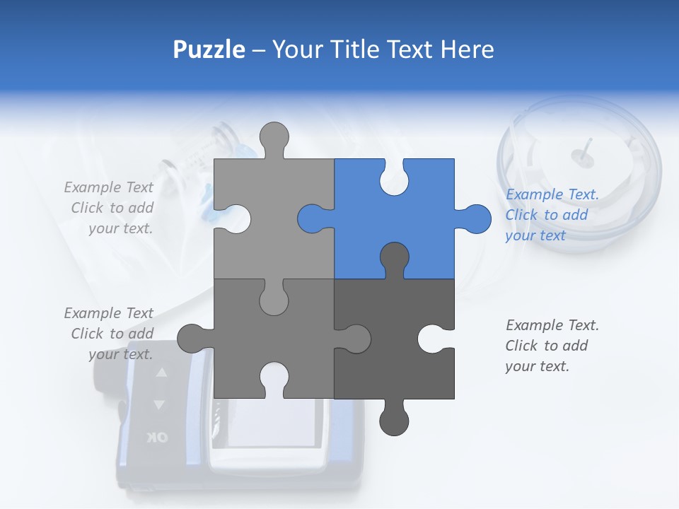 A Blue Camera Sitting On Top Of A White Table PowerPoint Template