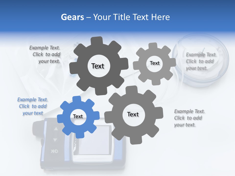 A Blue Camera Sitting On Top Of A White Table PowerPoint Template