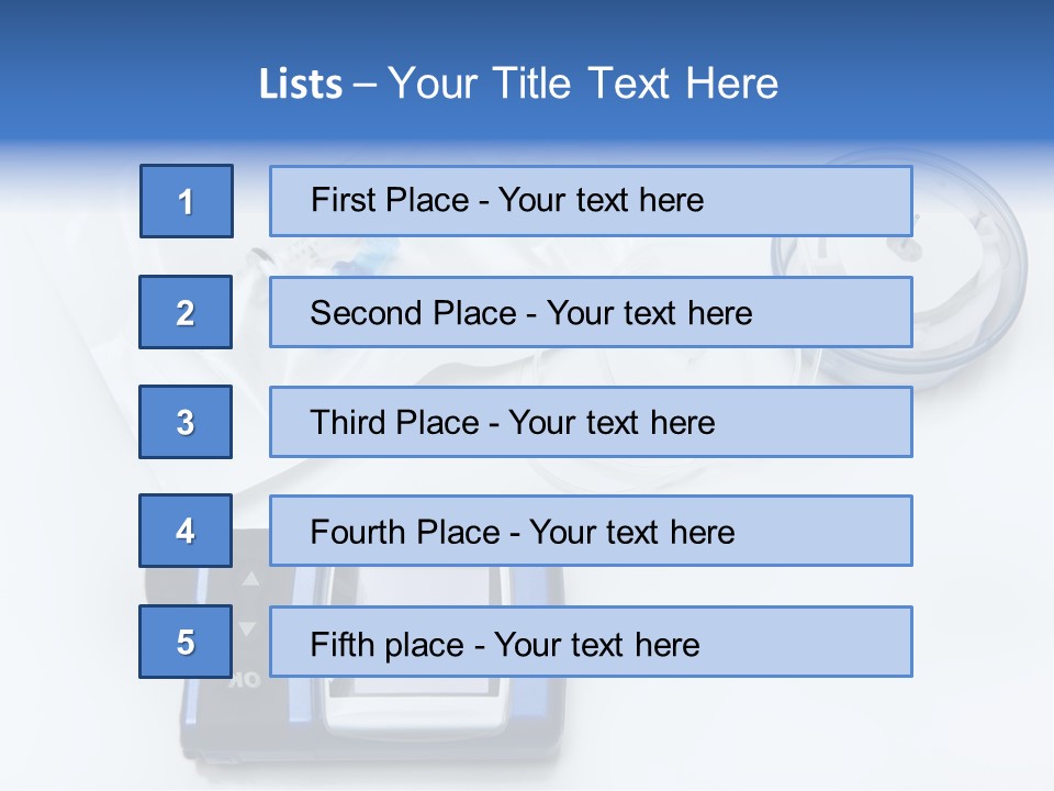 A Blue Camera Sitting On Top Of A White Table PowerPoint Template