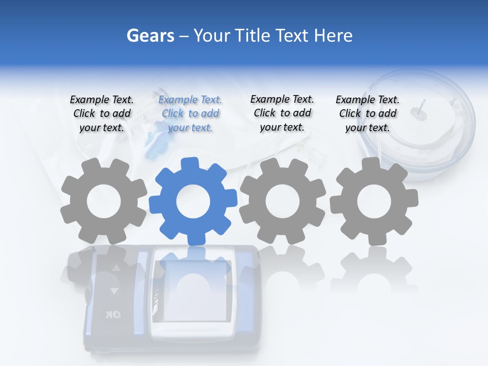 A Blue Camera Sitting On Top Of A White Table PowerPoint Template