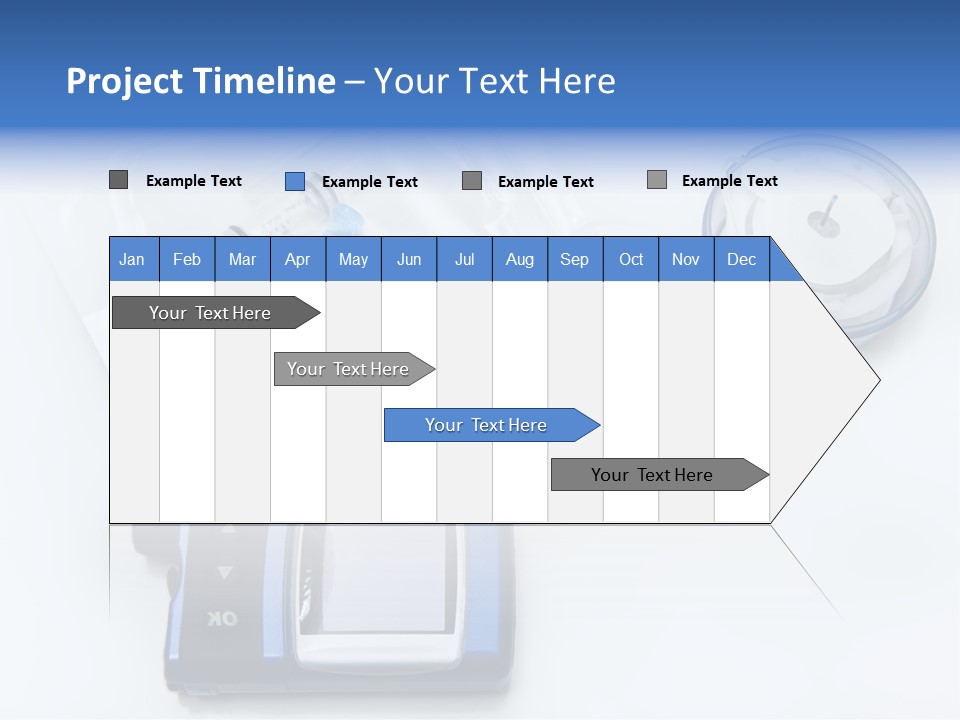A Blue Camera Sitting On Top Of A White Table PowerPoint Template