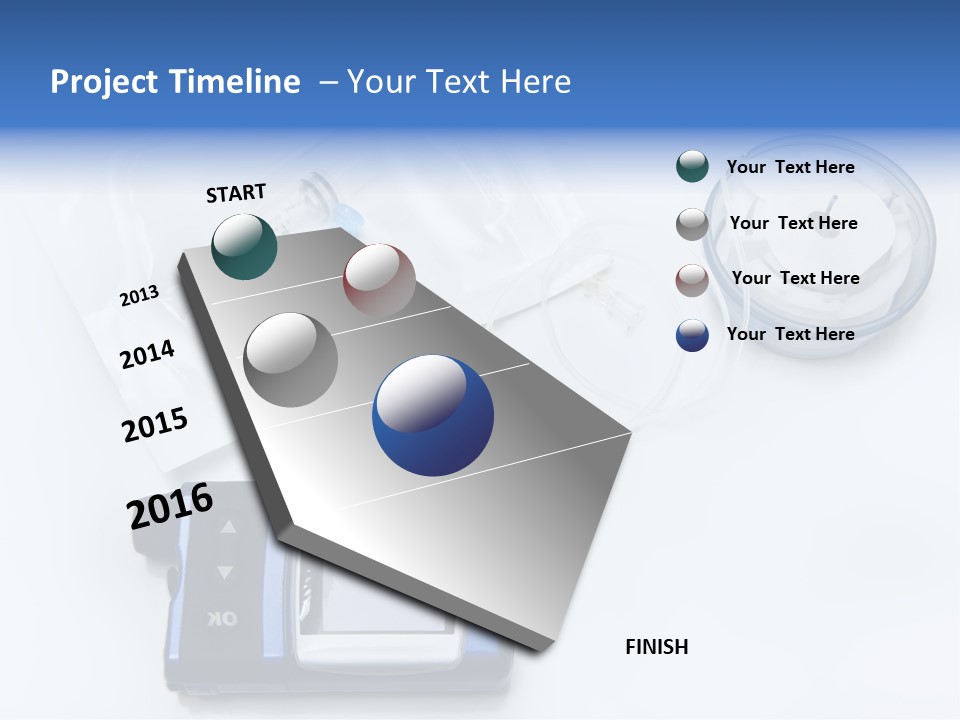 A Blue Camera Sitting On Top Of A White Table PowerPoint Template