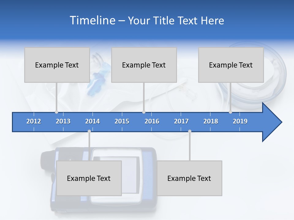 A Blue Camera Sitting On Top Of A White Table PowerPoint Template