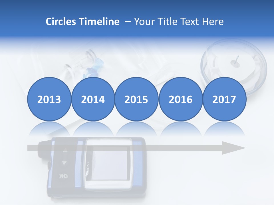 A Blue Camera Sitting On Top Of A White Table PowerPoint Template