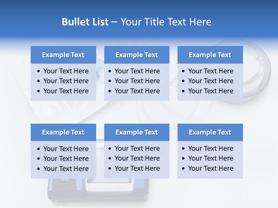 A Blue Camera Sitting On Top Of A White Table PowerPoint Template