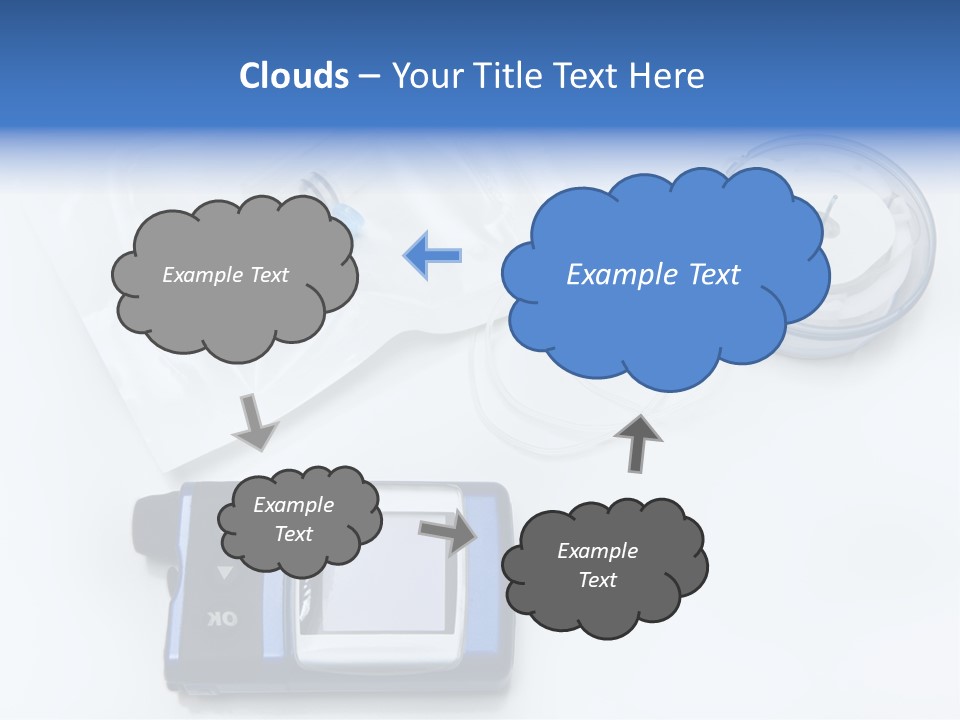 A Blue Camera Sitting On Top Of A White Table PowerPoint Template