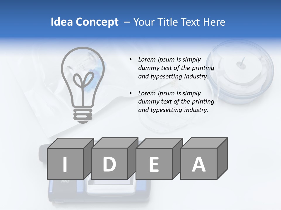 A Blue Camera Sitting On Top Of A White Table PowerPoint Template