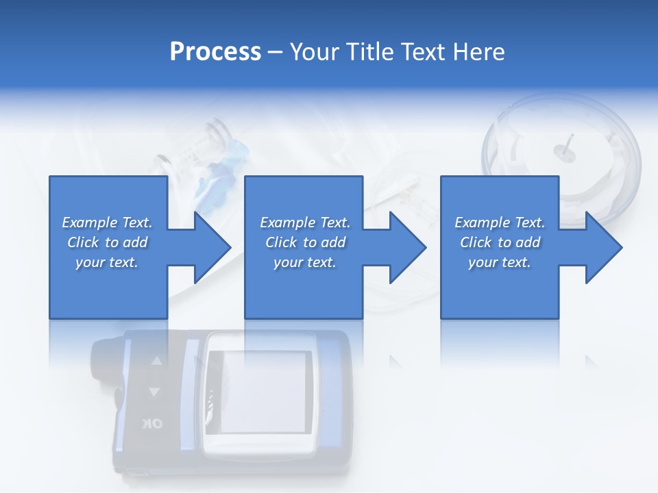 A Blue Camera Sitting On Top Of A White Table PowerPoint Template