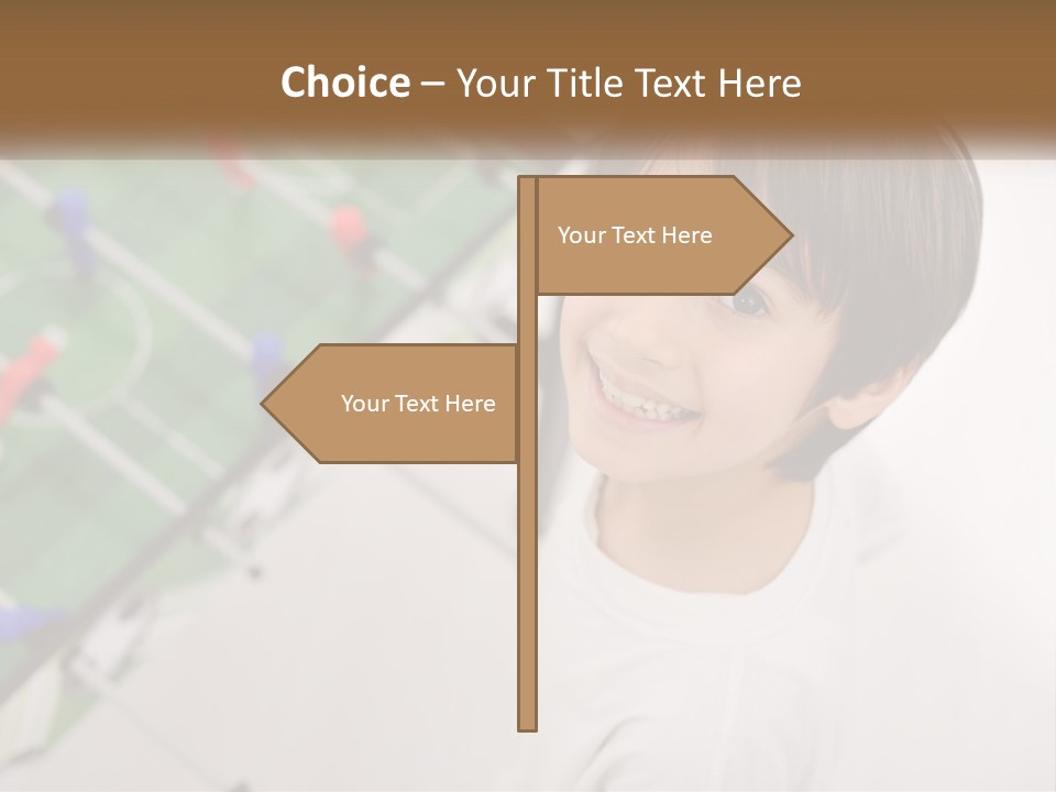 A Young Boy Standing In Front Of A Soccer Field PowerPoint Template