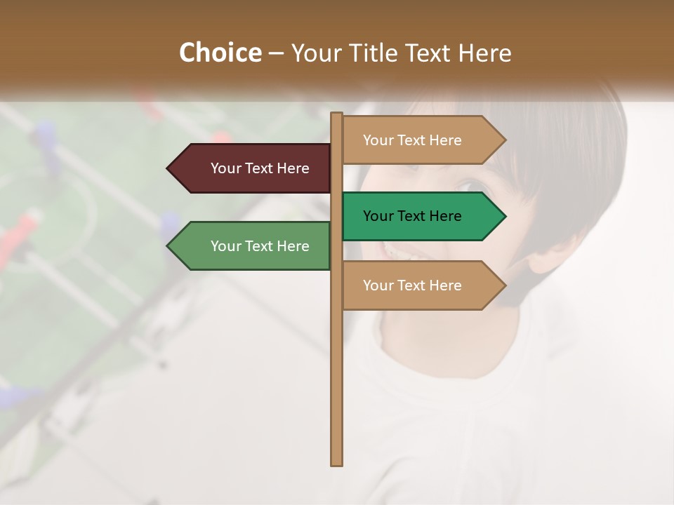 A Young Boy Standing In Front Of A Soccer Field PowerPoint Template