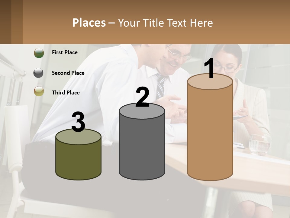 A Man And Woman Sitting At A Table With A Tablet PowerPoint Template