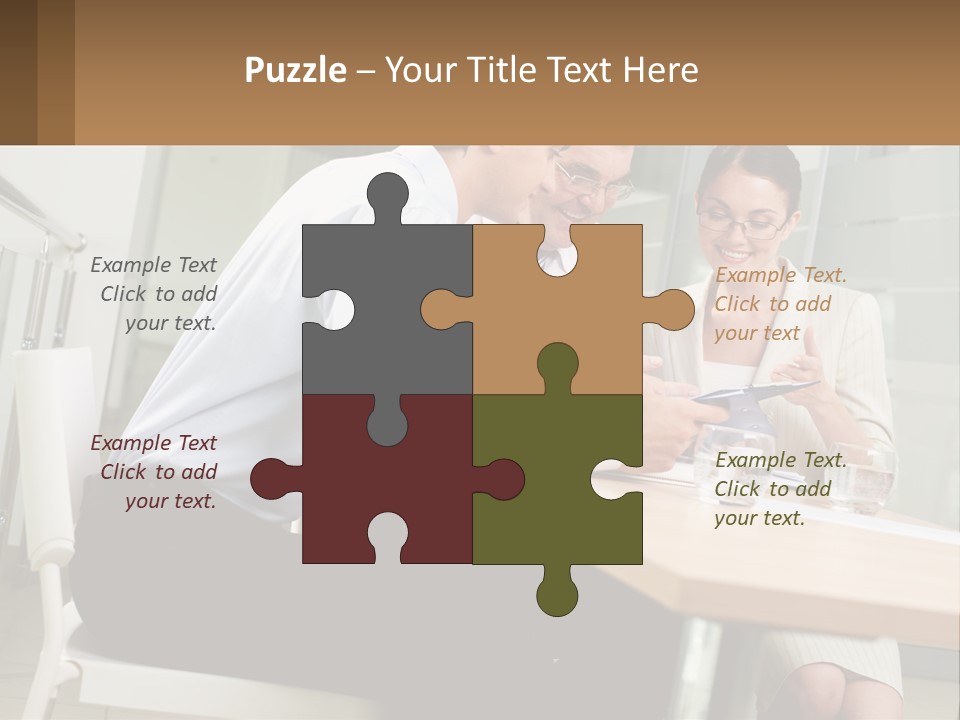 A Man And Woman Sitting At A Table With A Tablet PowerPoint Template