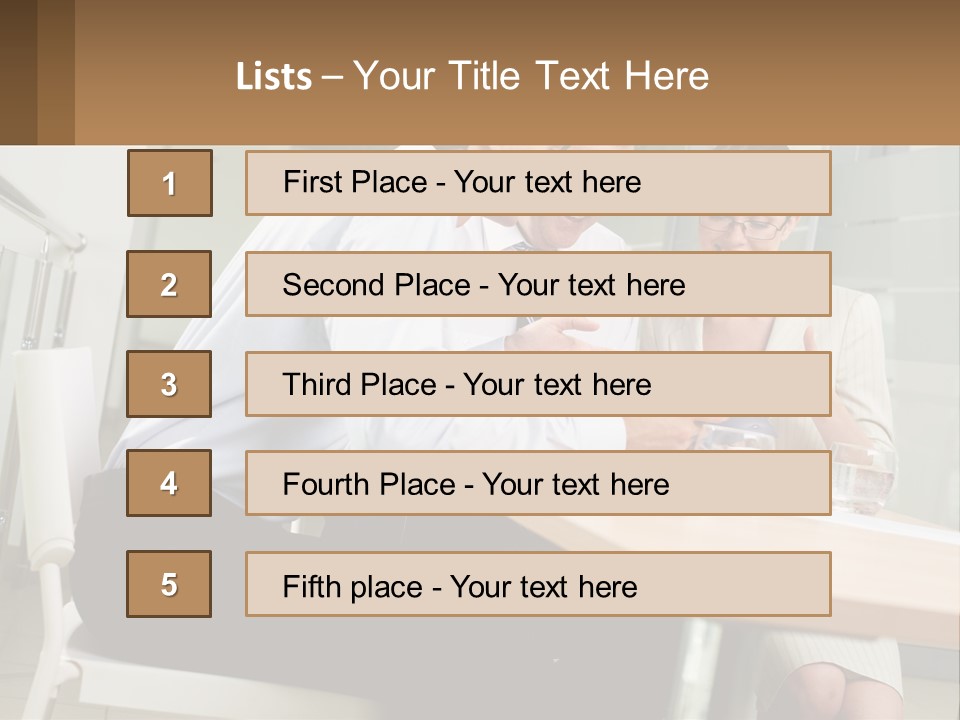 A Man And Woman Sitting At A Table With A Tablet PowerPoint Template