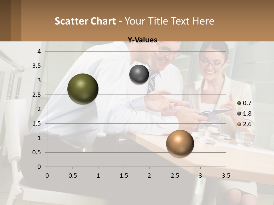 A Man And Woman Sitting At A Table With A Tablet PowerPoint Template
