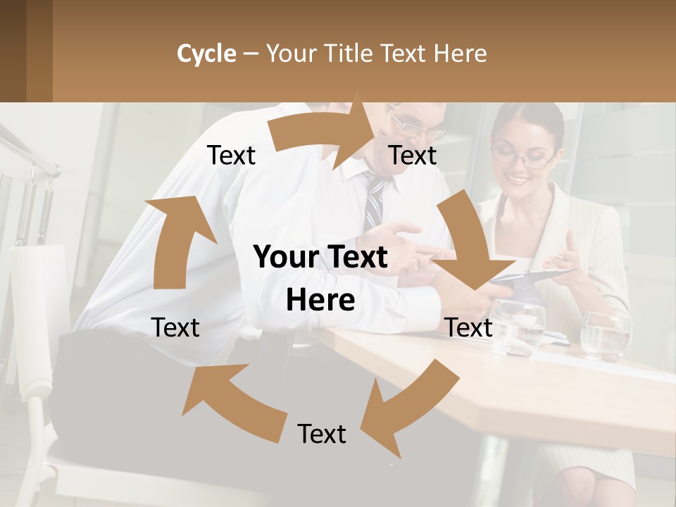 A Man And Woman Sitting At A Table With A Tablet PowerPoint Template