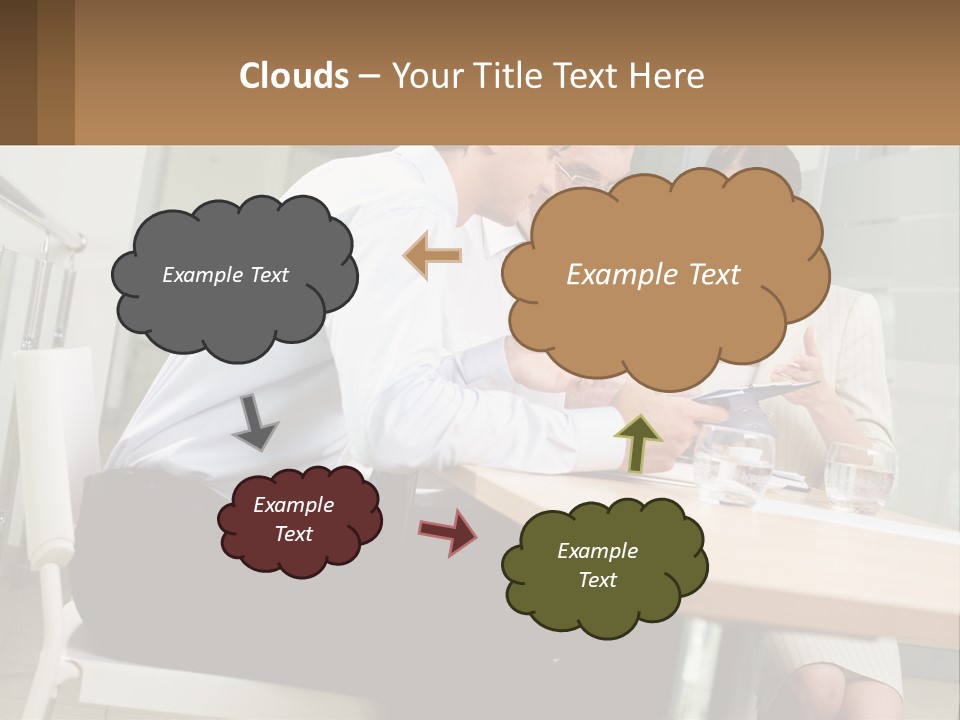 A Man And Woman Sitting At A Table With A Tablet PowerPoint Template