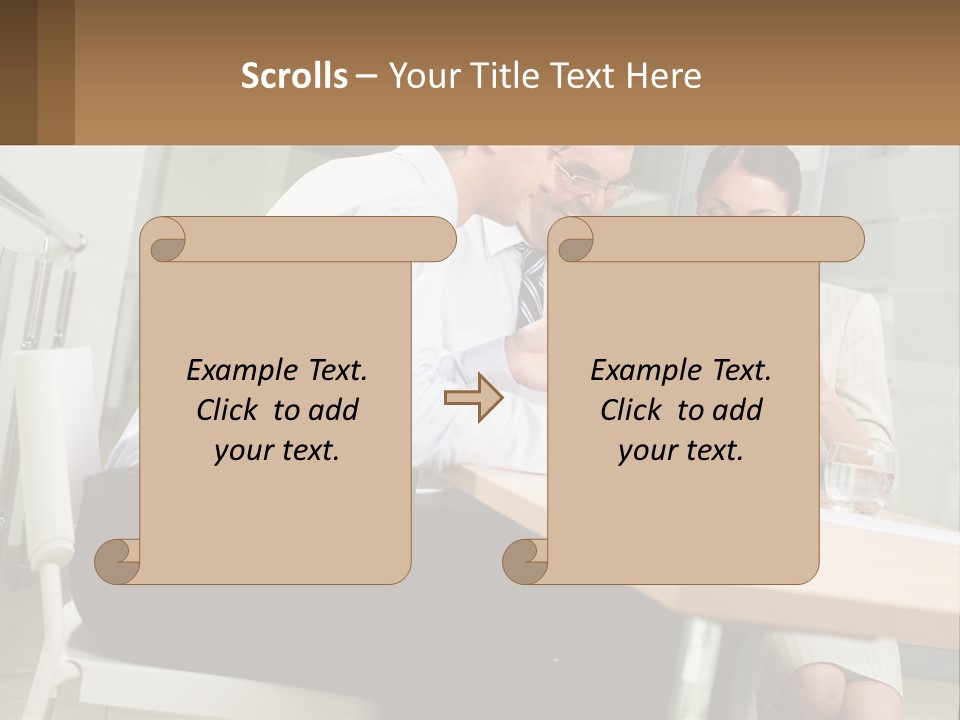A Man And Woman Sitting At A Table With A Tablet PowerPoint Template