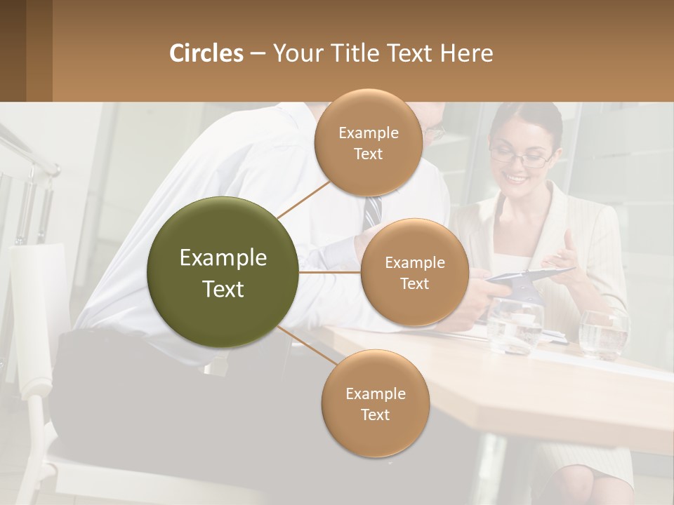 A Man And Woman Sitting At A Table With A Tablet PowerPoint Template