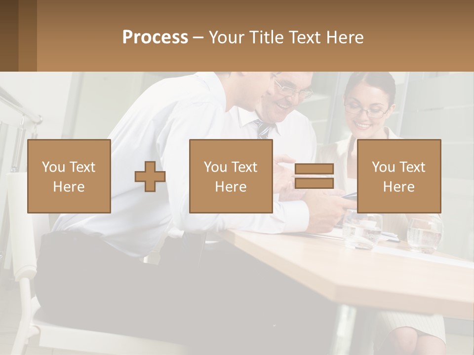 A Man And Woman Sitting At A Table With A Tablet PowerPoint Template