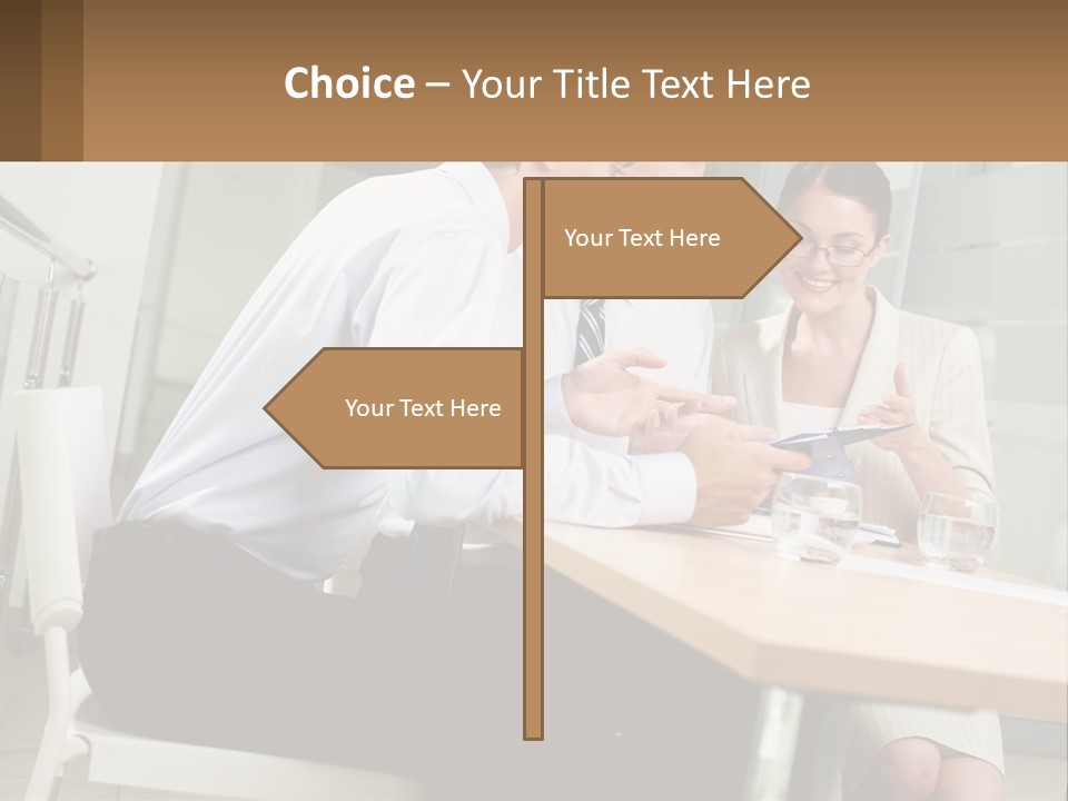 A Man And Woman Sitting At A Table With A Tablet PowerPoint Template