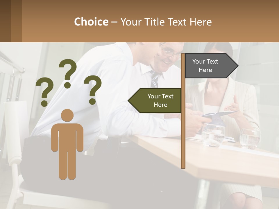 A Man And Woman Sitting At A Table With A Tablet PowerPoint Template