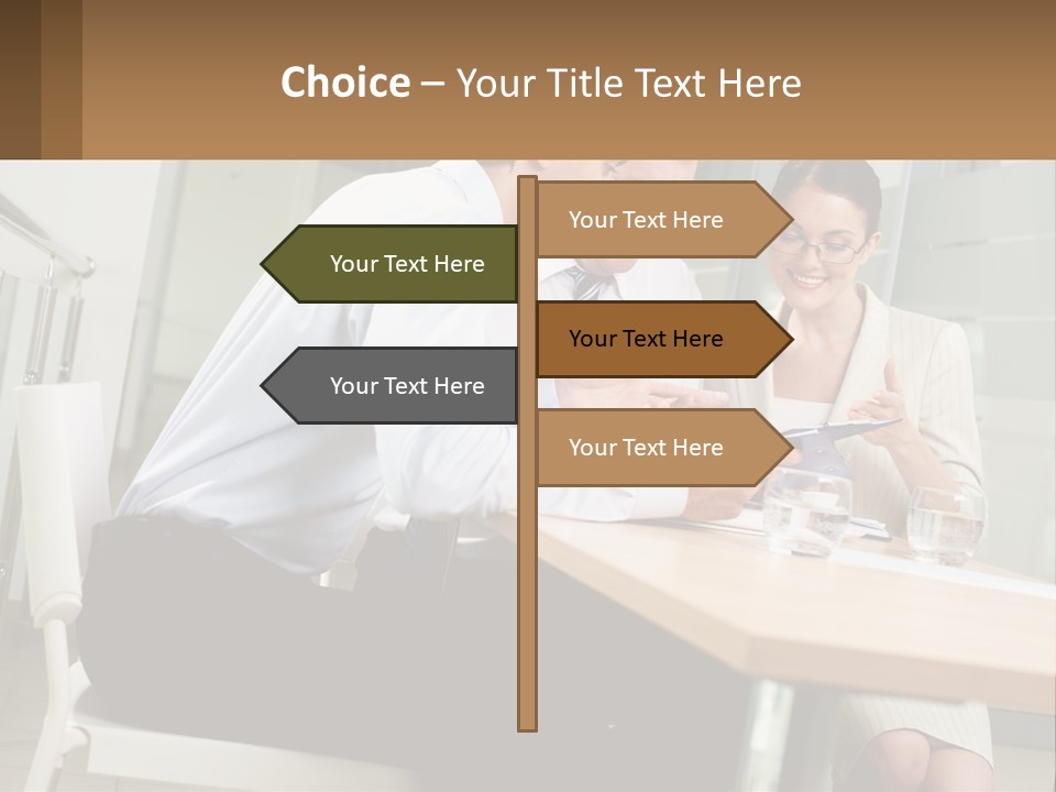 A Man And Woman Sitting At A Table With A Tablet PowerPoint Template