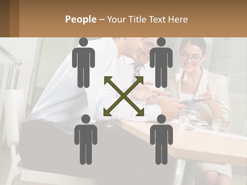 A Man And Woman Sitting At A Table With A Tablet PowerPoint Template
