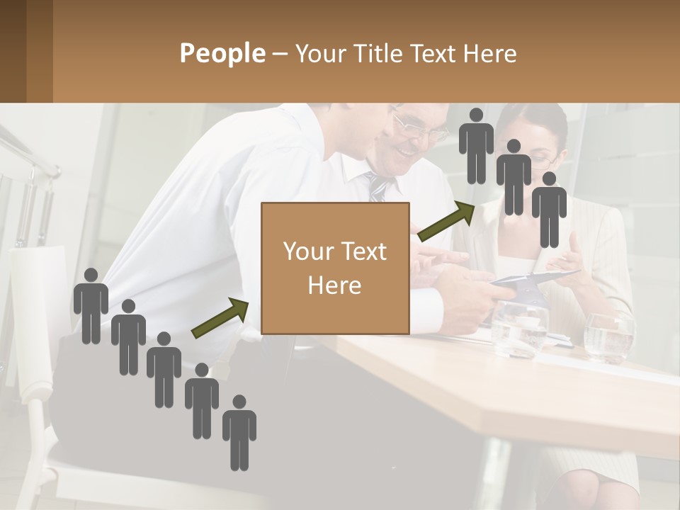 A Man And Woman Sitting At A Table With A Tablet PowerPoint Template