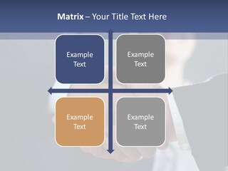 Two Men Shaking Hands In Front Of A Group Of People PowerPoint Template