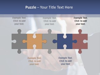 Two Men Shaking Hands In Front Of A Group Of People PowerPoint Template