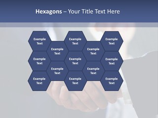 Two Men Shaking Hands In Front Of A Group Of People PowerPoint Template