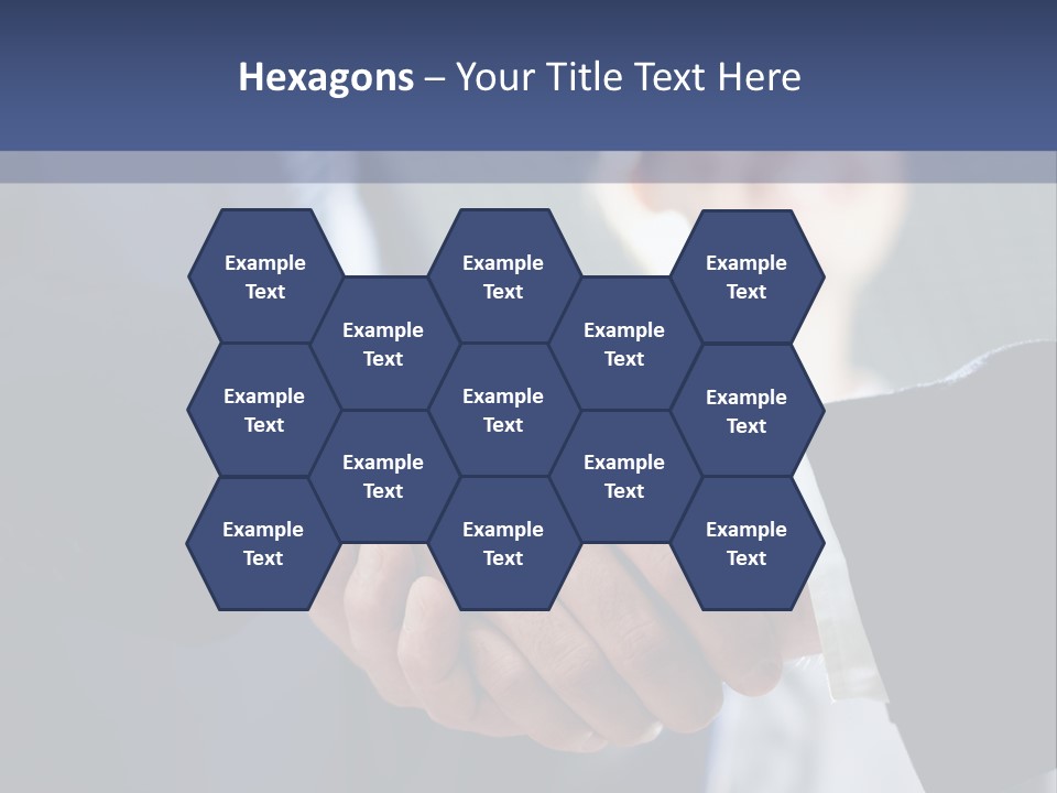 Two Men Shaking Hands In Front Of A Group Of People PowerPoint Template