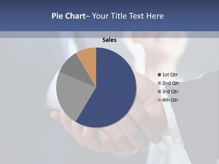 Two Men Shaking Hands In Front Of A Group Of People PowerPoint Template
