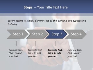 Two Men Shaking Hands In Front Of A Group Of People PowerPoint Template