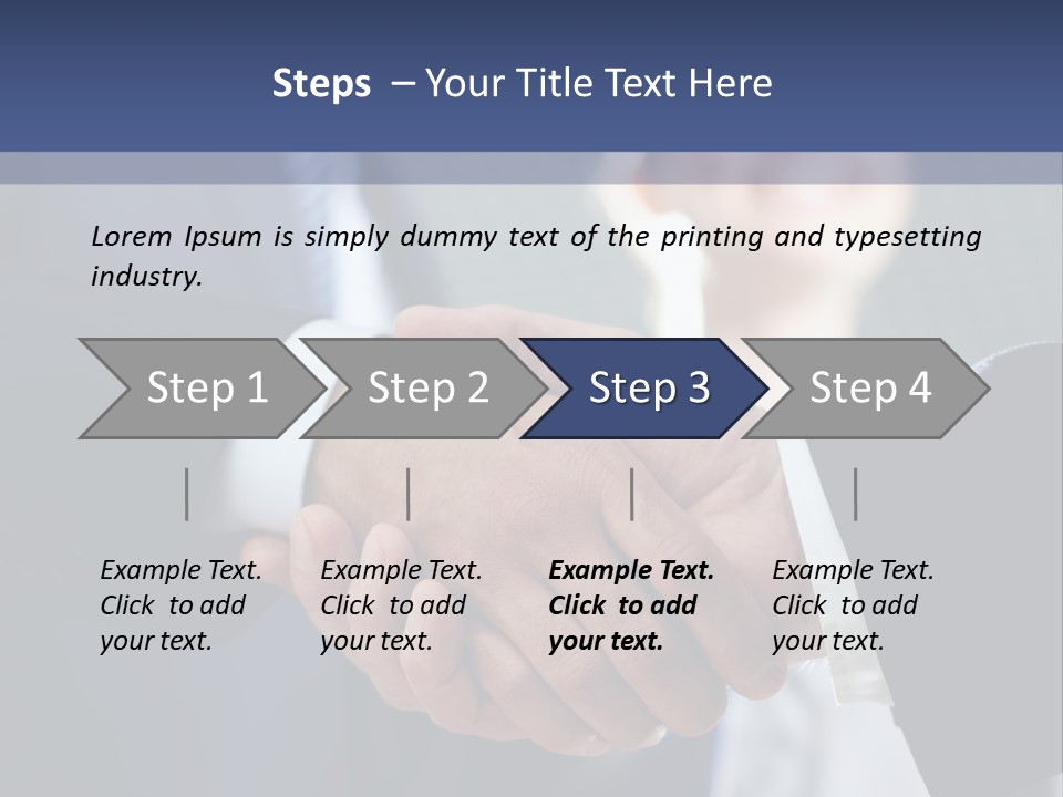 Two Men Shaking Hands In Front Of A Group Of People PowerPoint Template